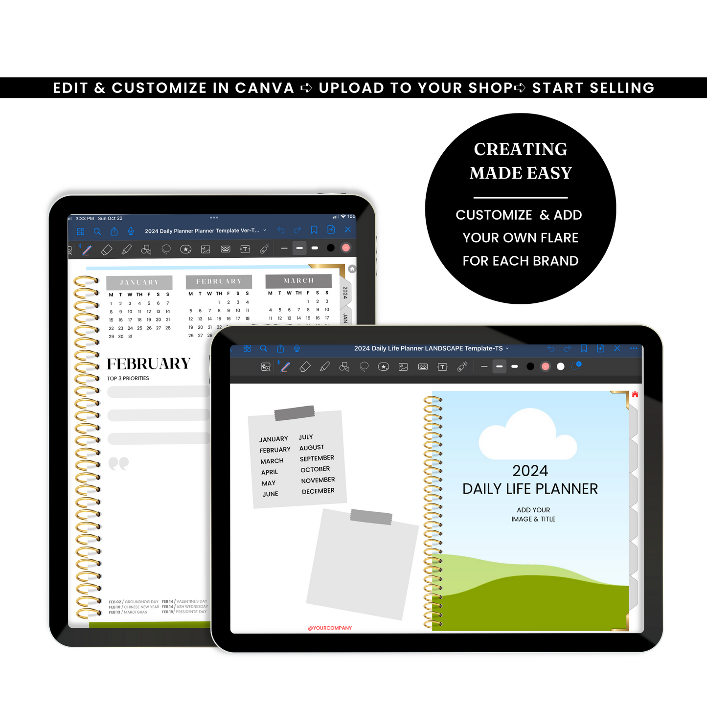 2024 Digital Planner Template - PLR