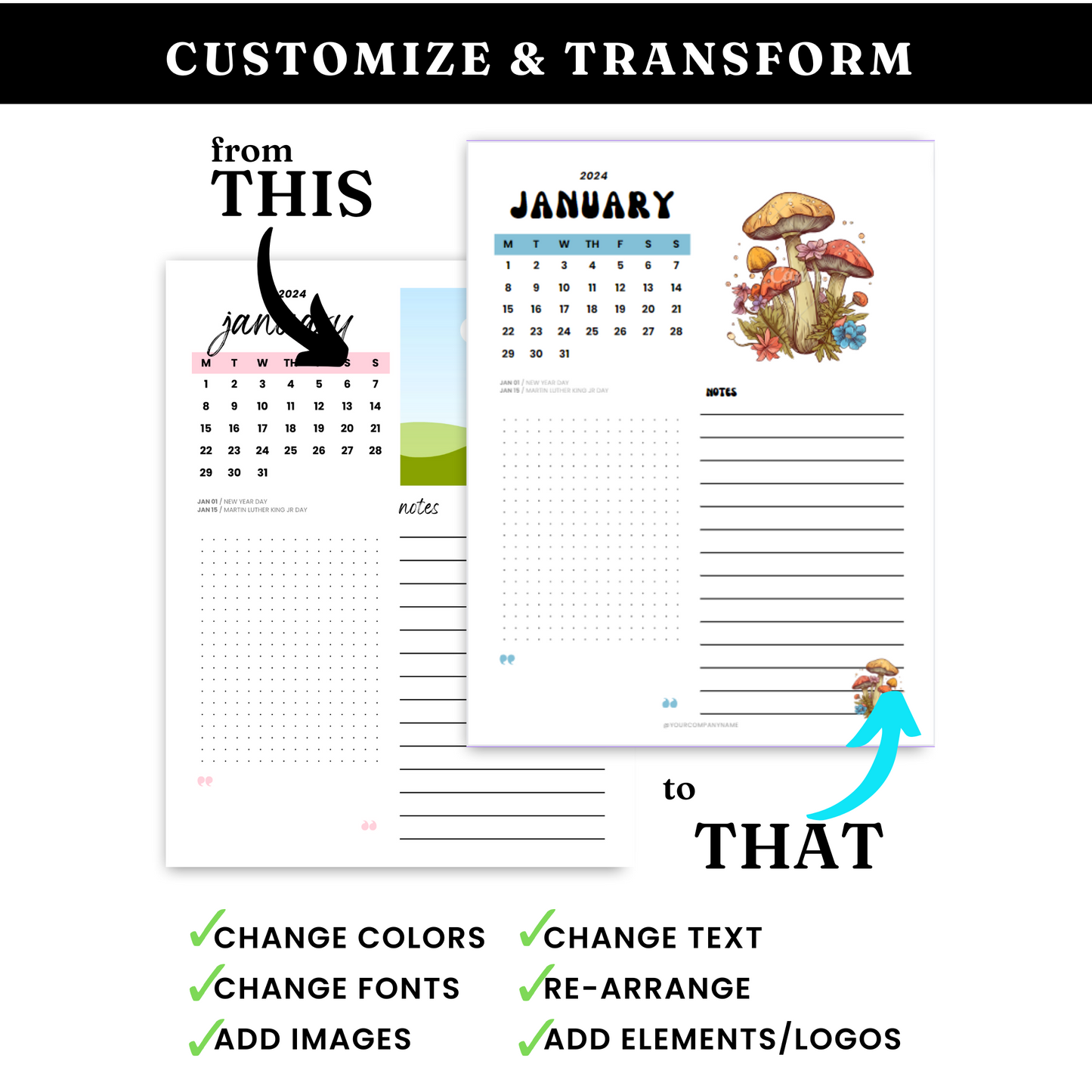 2024 Printable Calendar Template - PLR
