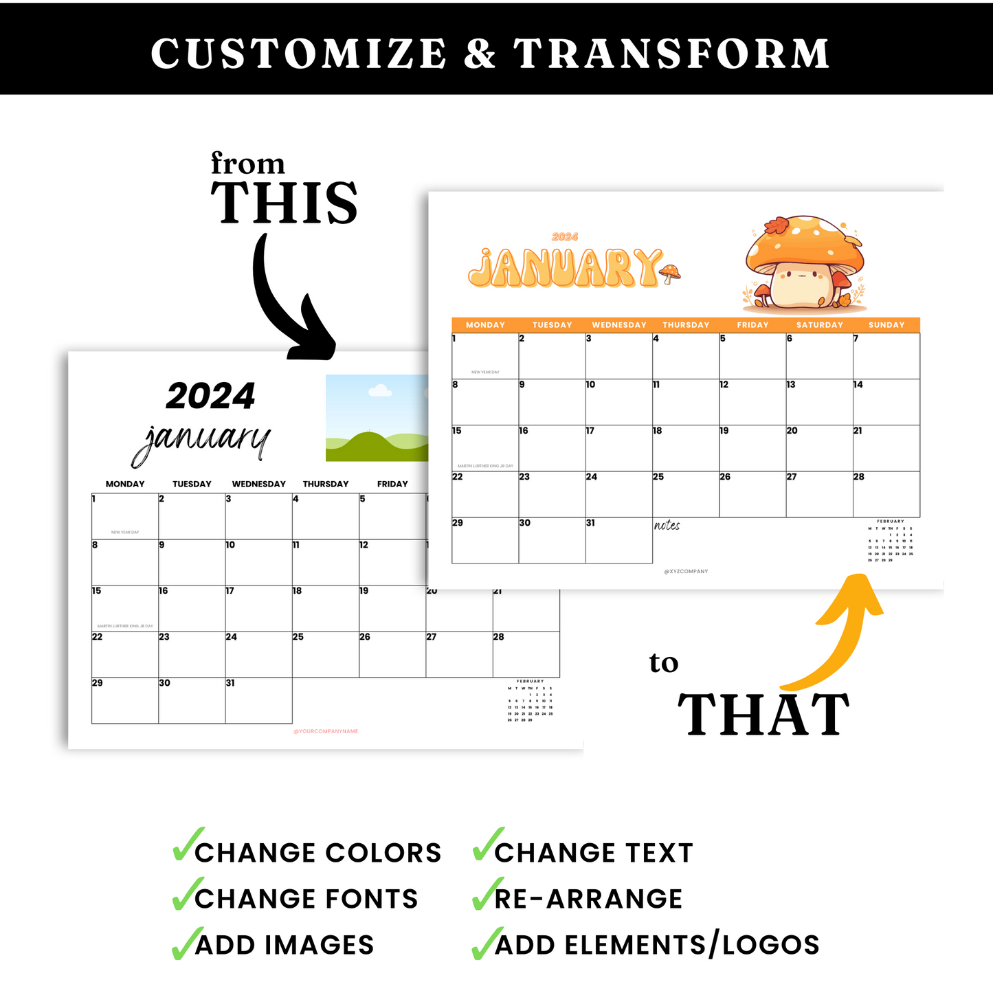 2024 Printable Calendar Template - PLR