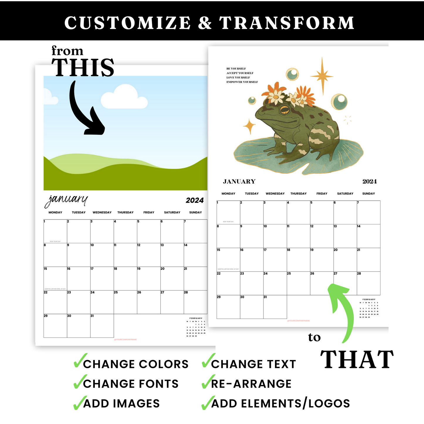 2024 Printable Calendar Template - PLR