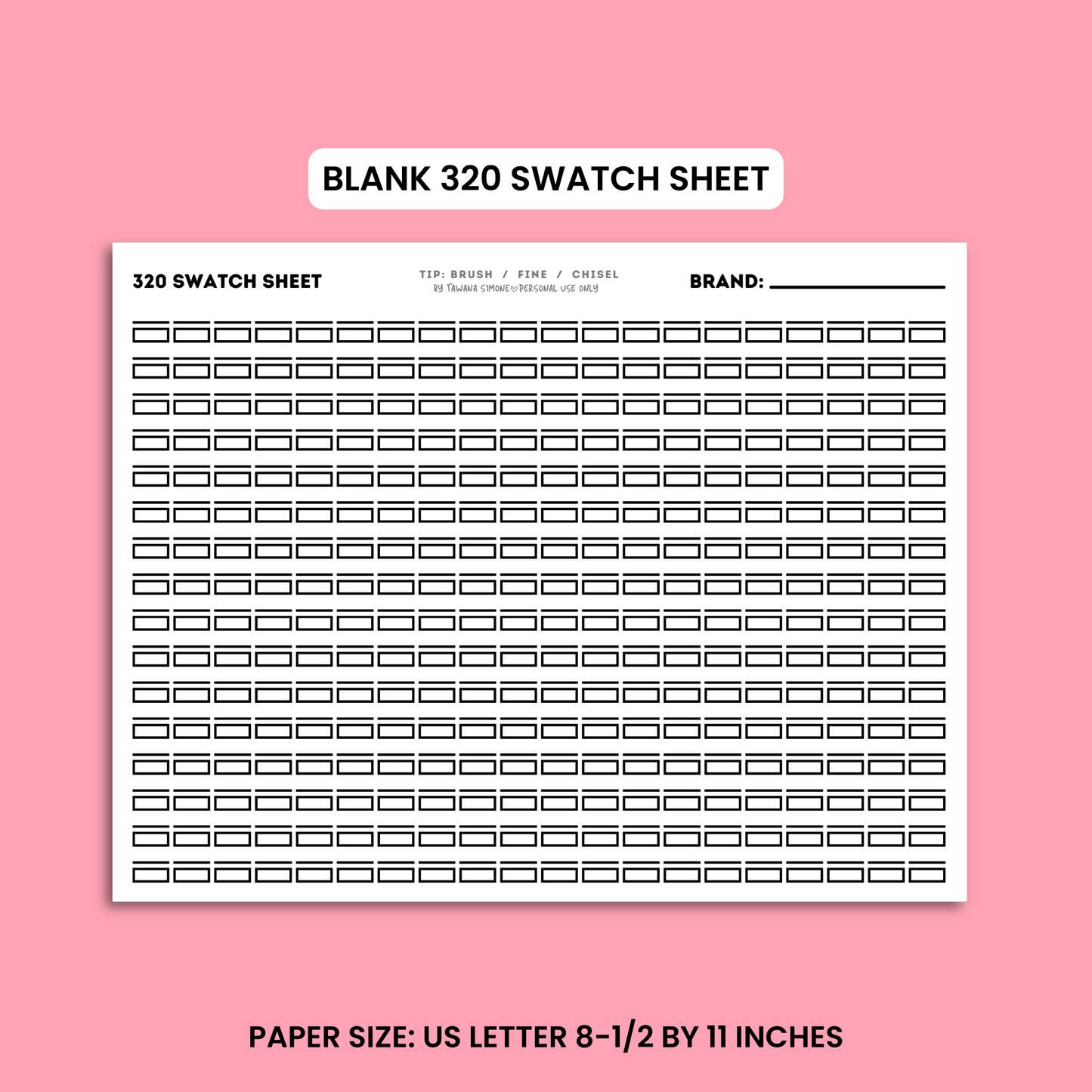 Ohuhu 320 Marker Swatch Sheet