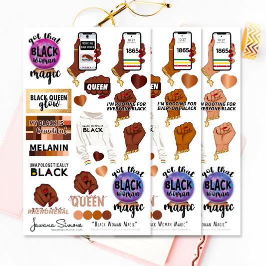Black Woman Magic Planner Stickers