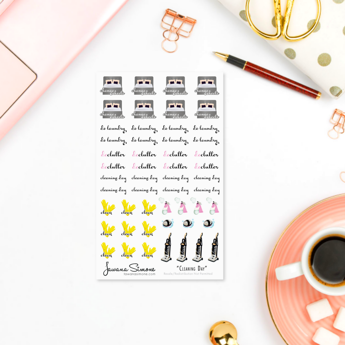 Cleaning Day Planner Stickers