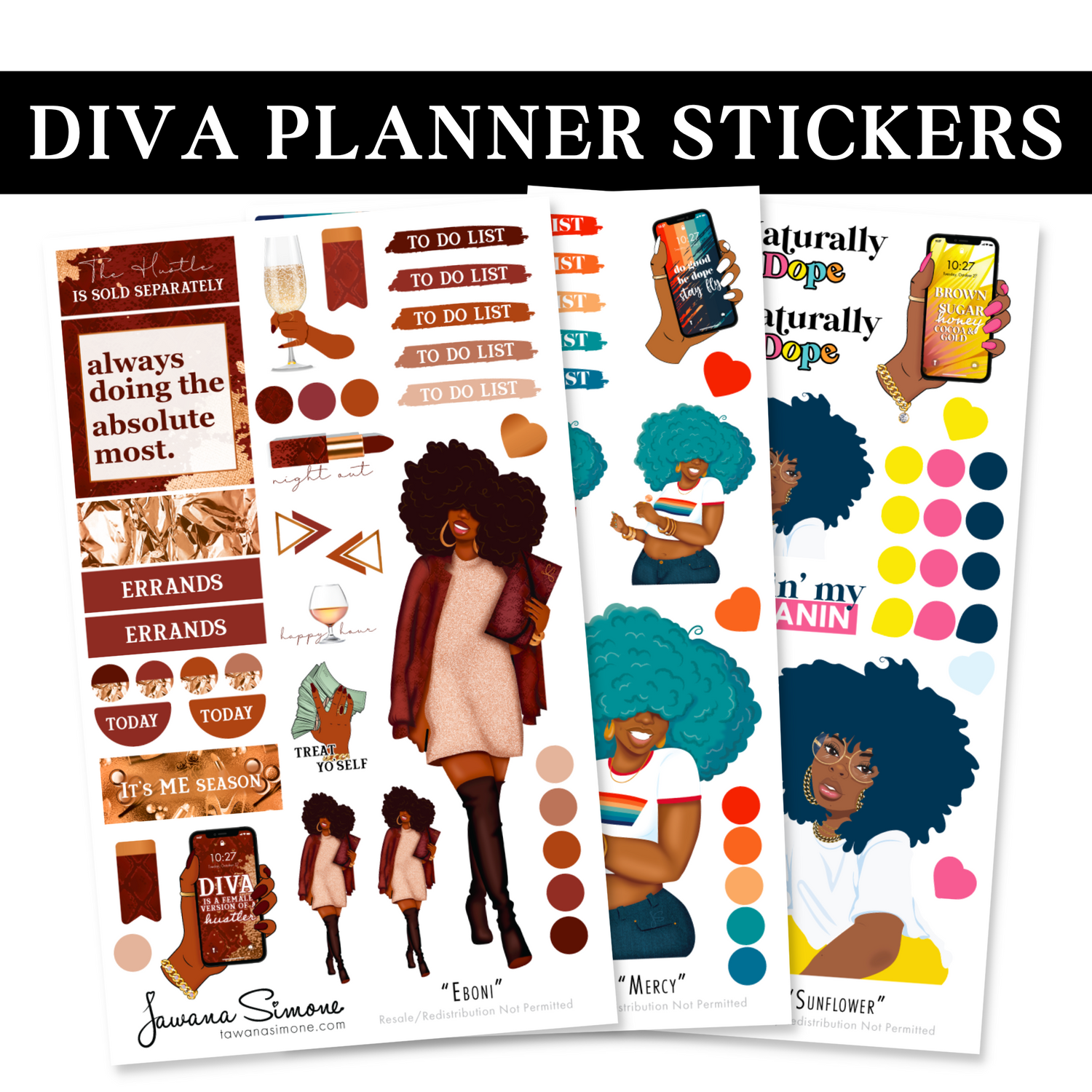 cute stationery planner stickers for black women who love to plan and decorate