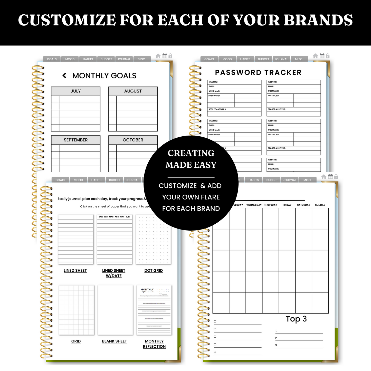 Digital Planner, Journal & Sticker Template - PLR Bundle