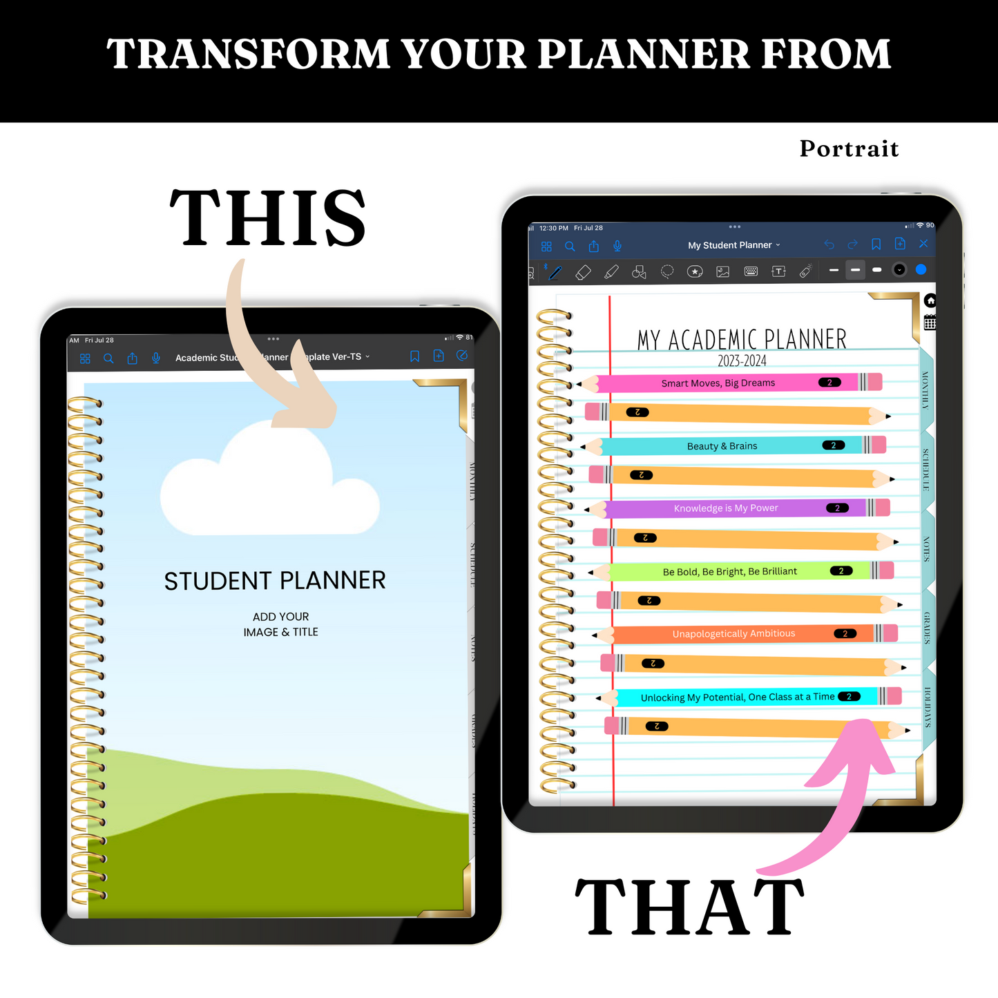Digital Academic Student Planner Template - PLR