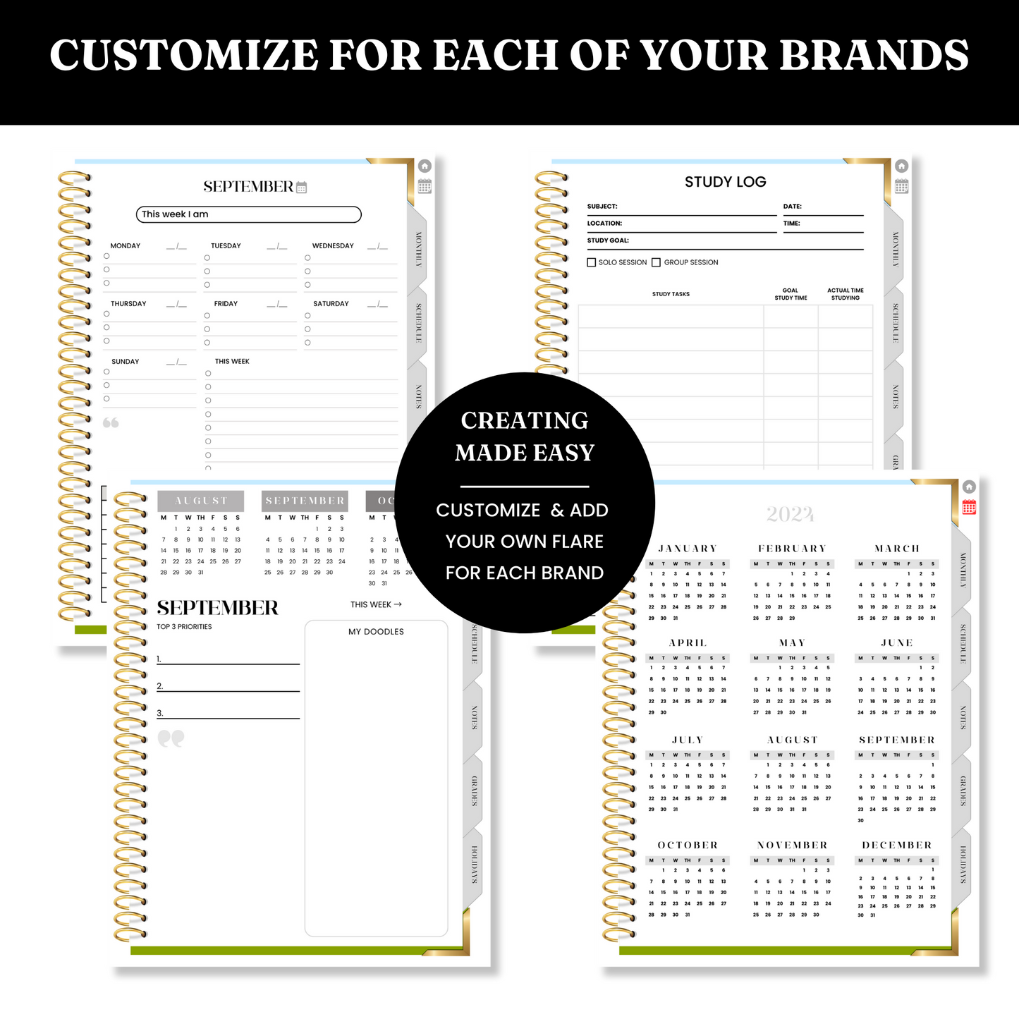 Digital Academic Student Planner Template - PLR