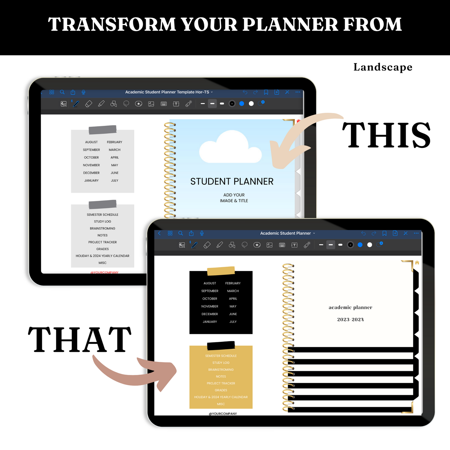 Digital Academic Student Planner Template - PLR