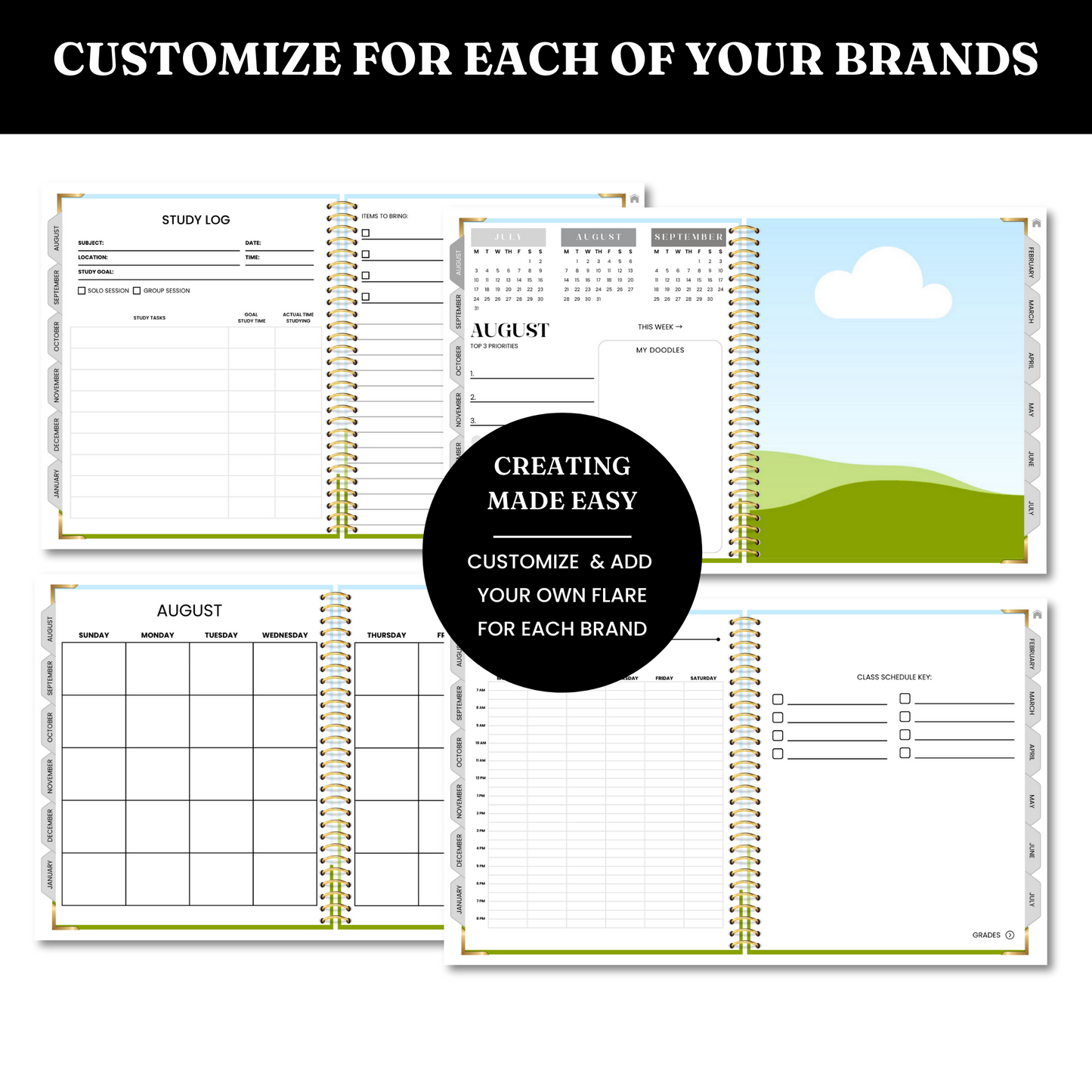 Digital Academic Student Planner Template - PLR