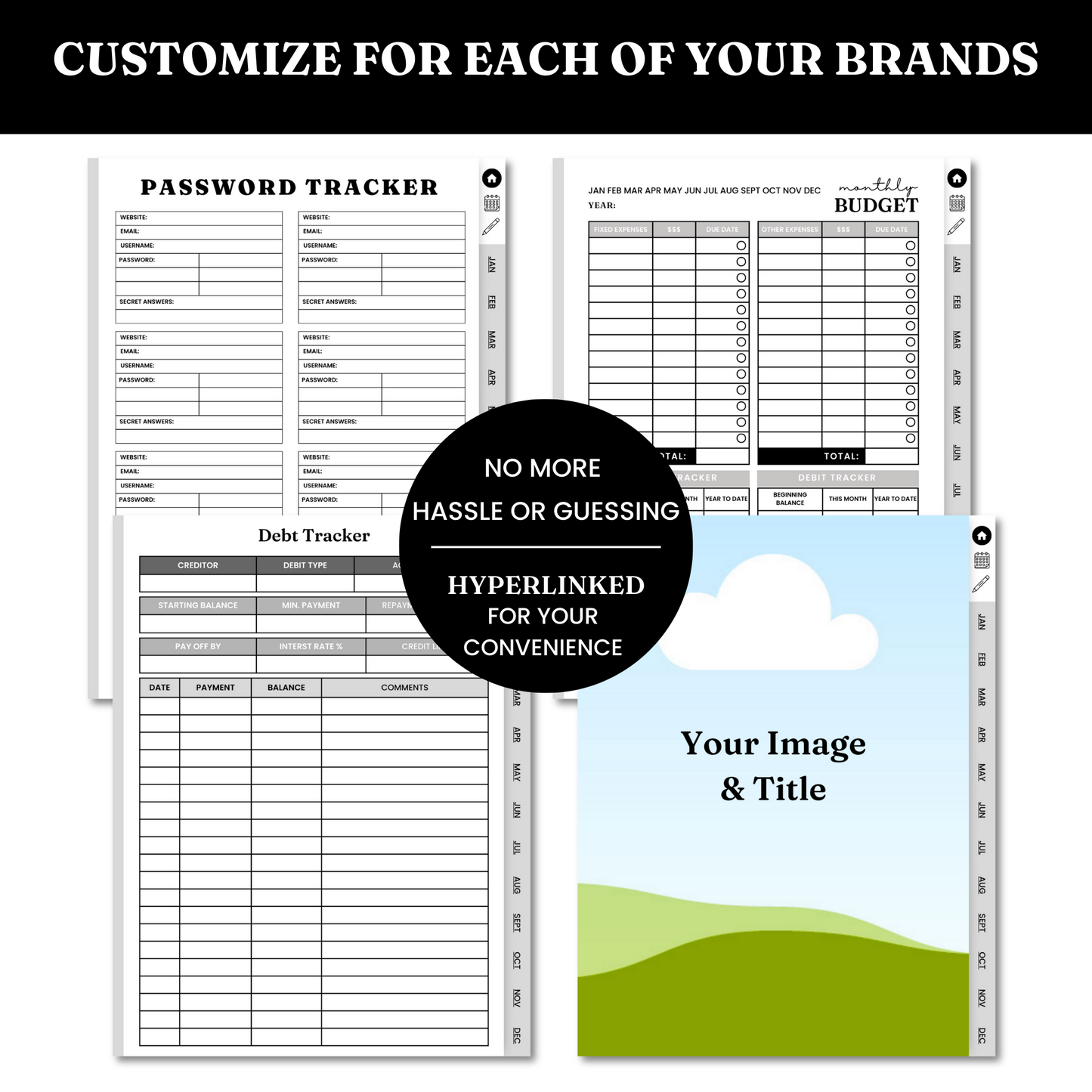 Undated 12 Month Digital Planner Template - PLR