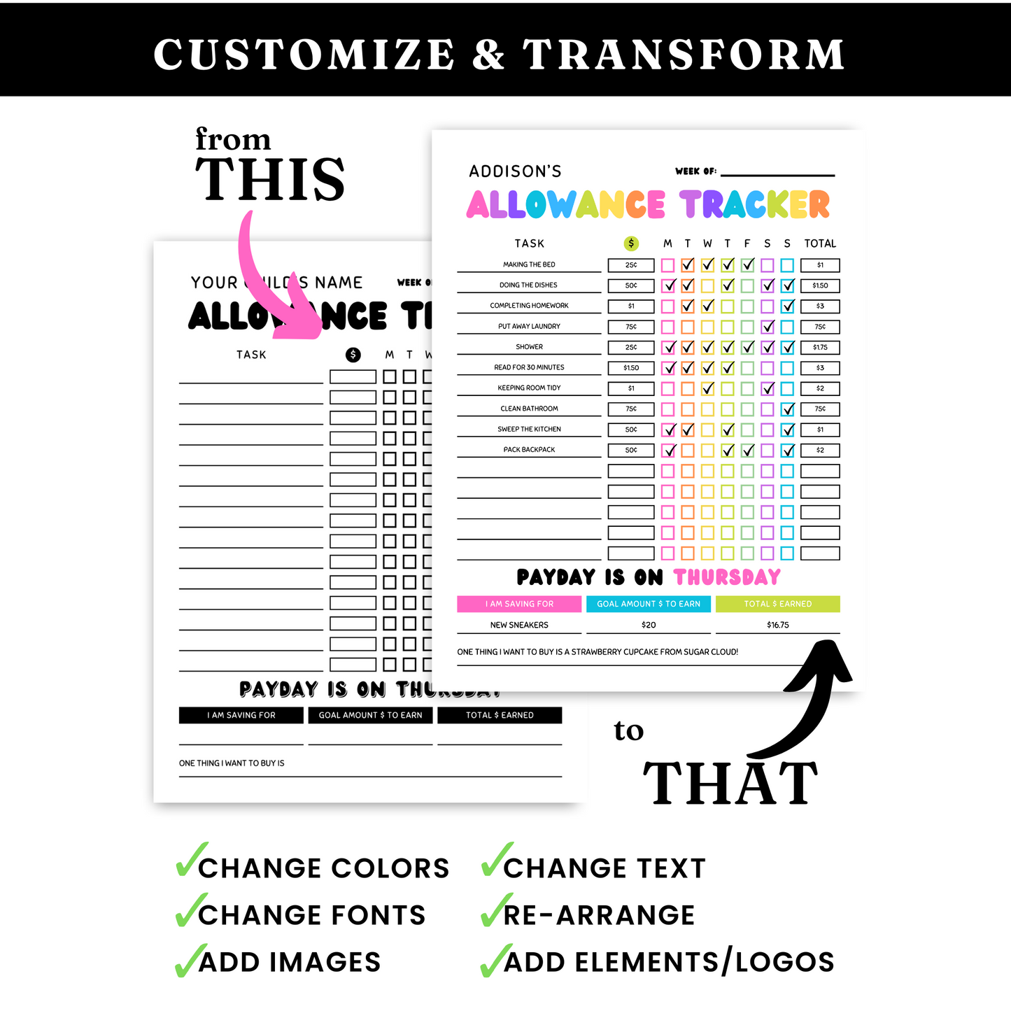 Kids' Allowance Tracker Template - PLR