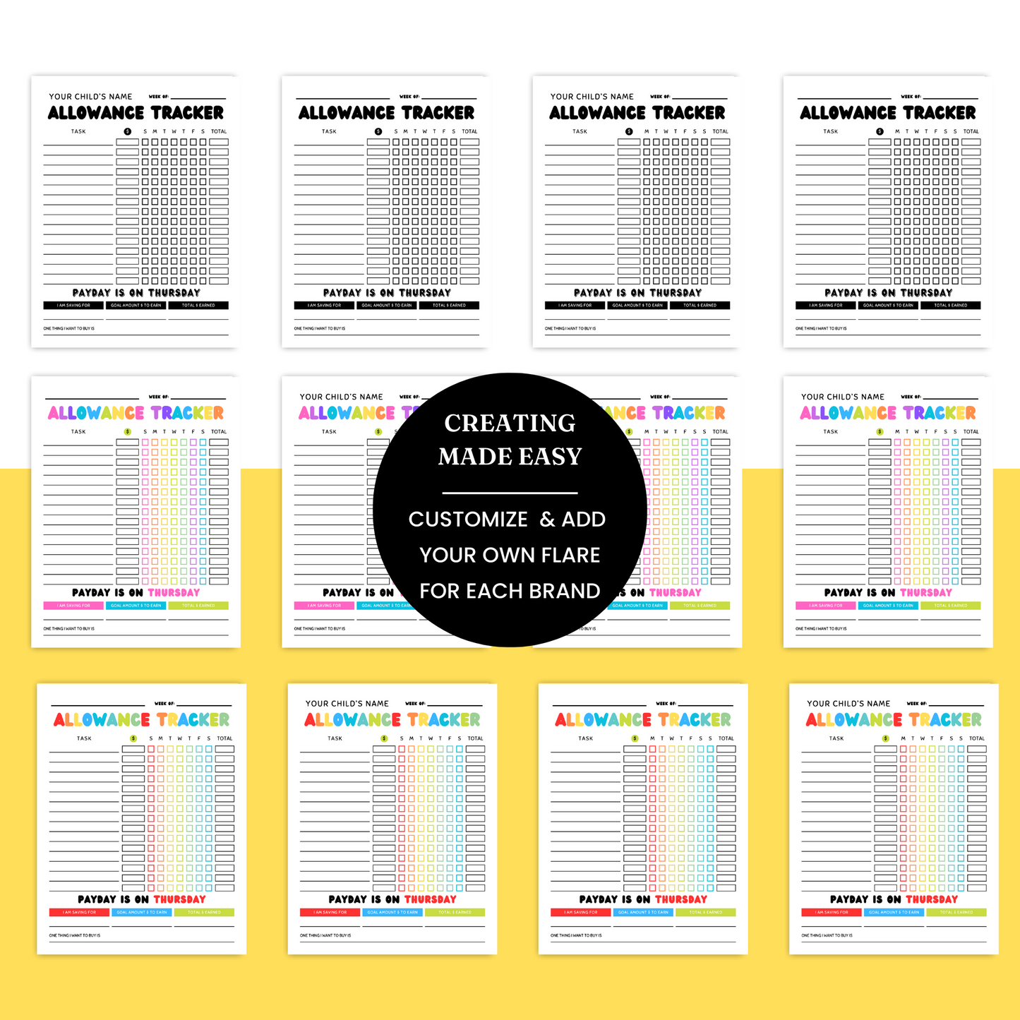 Kids' Allowance Tracker Template - PLR