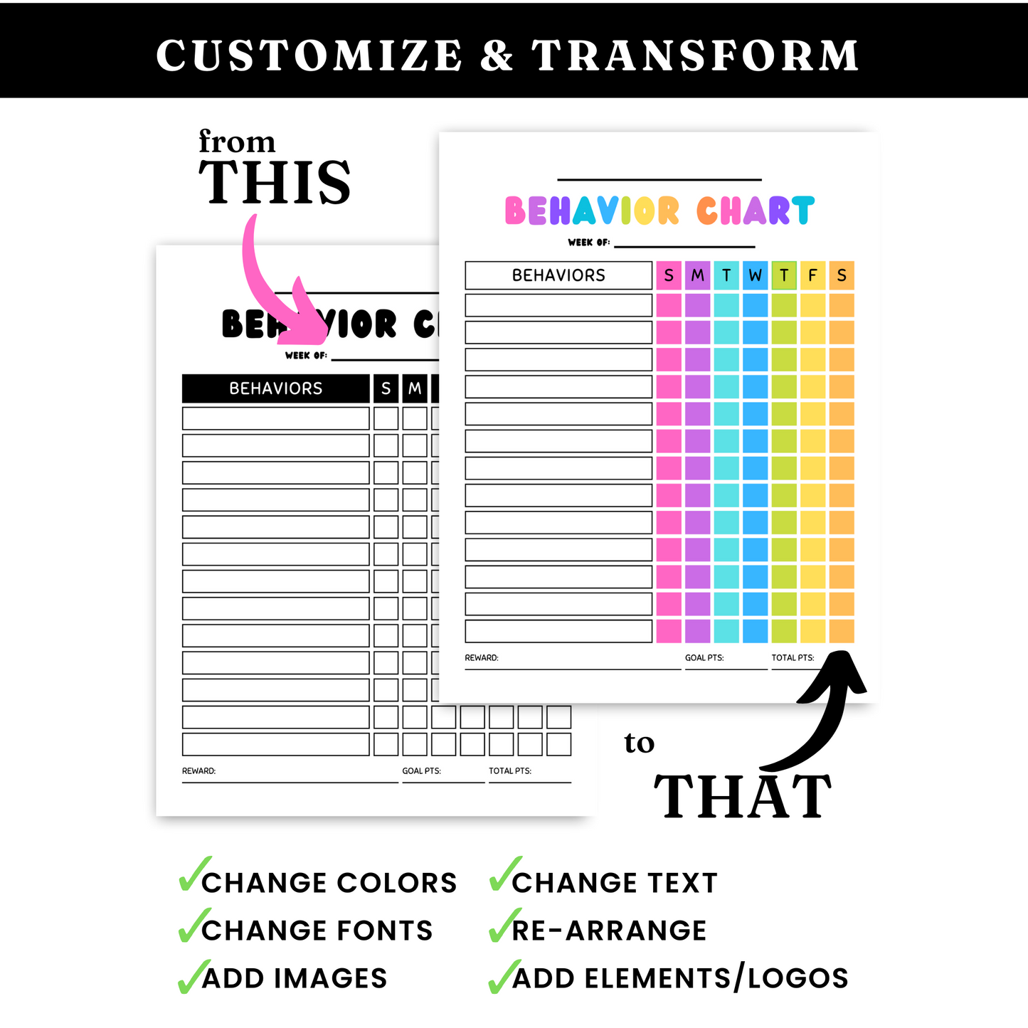 Kids' Behavior Chart Template - PLR
