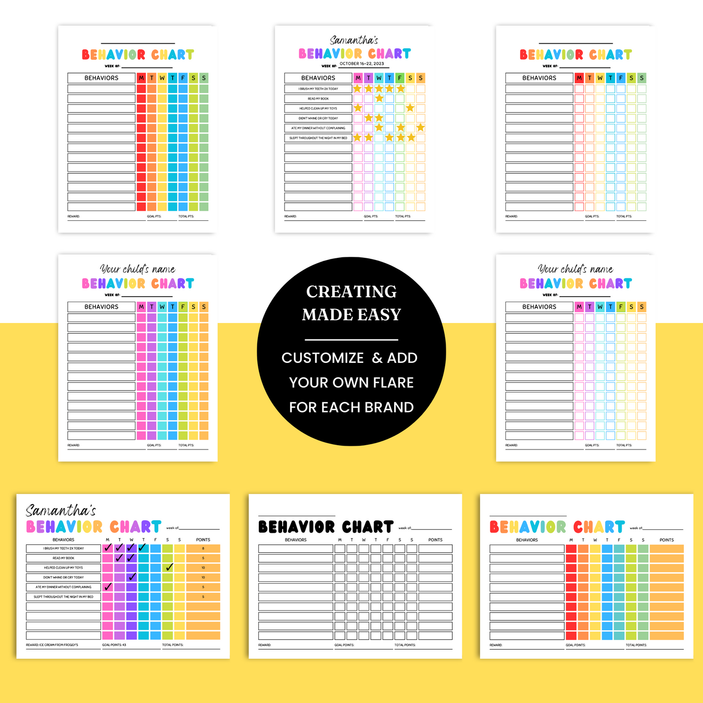 Kids' Behavior Chart Template - PLR