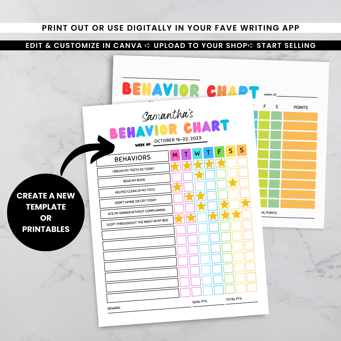 Kids' Behavior Chart Template - PLR