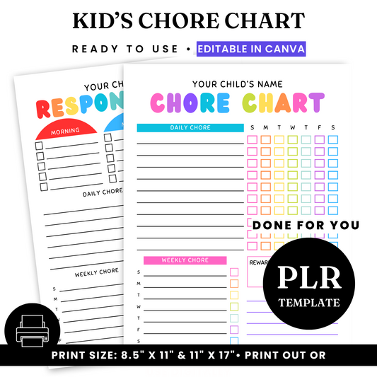 Kids' Chore Chart Template - PLR