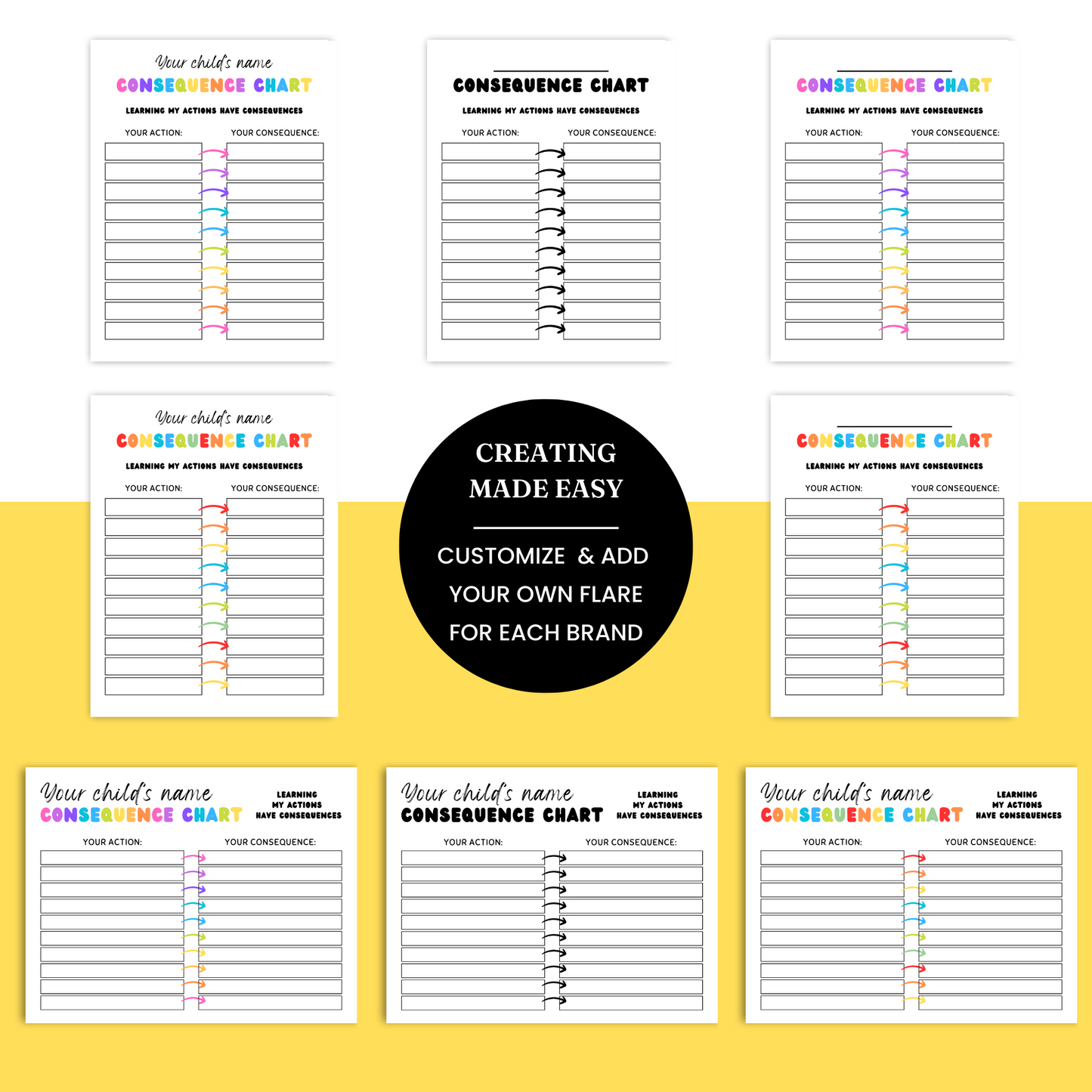 Kids' Consequence Chart Template - PLR