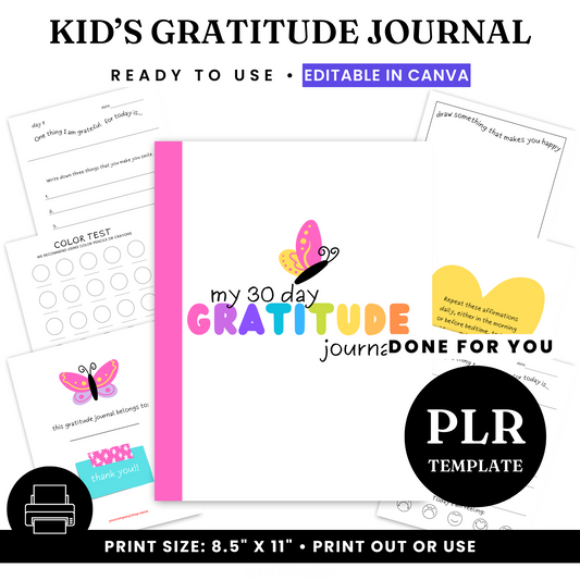 Kids' Gratitude Journal Template - PLR