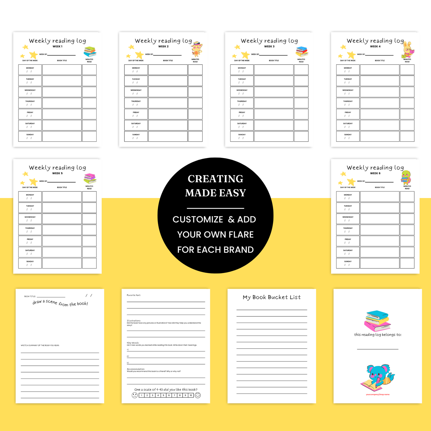Kids' Reading Log Template - PLR