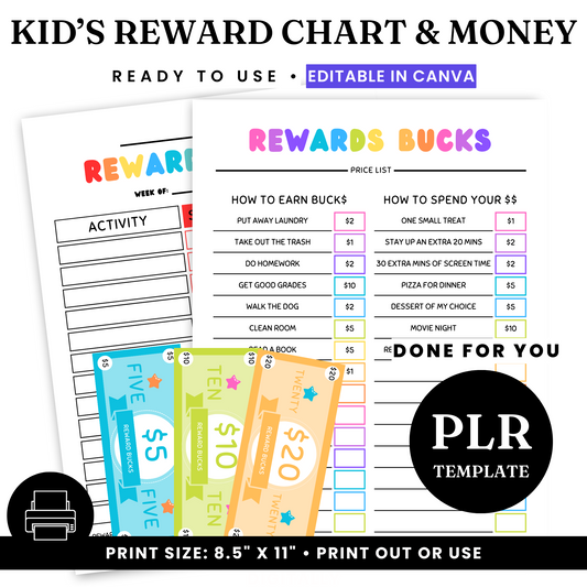 Kids' Rewards Chart & Money Template - PLR