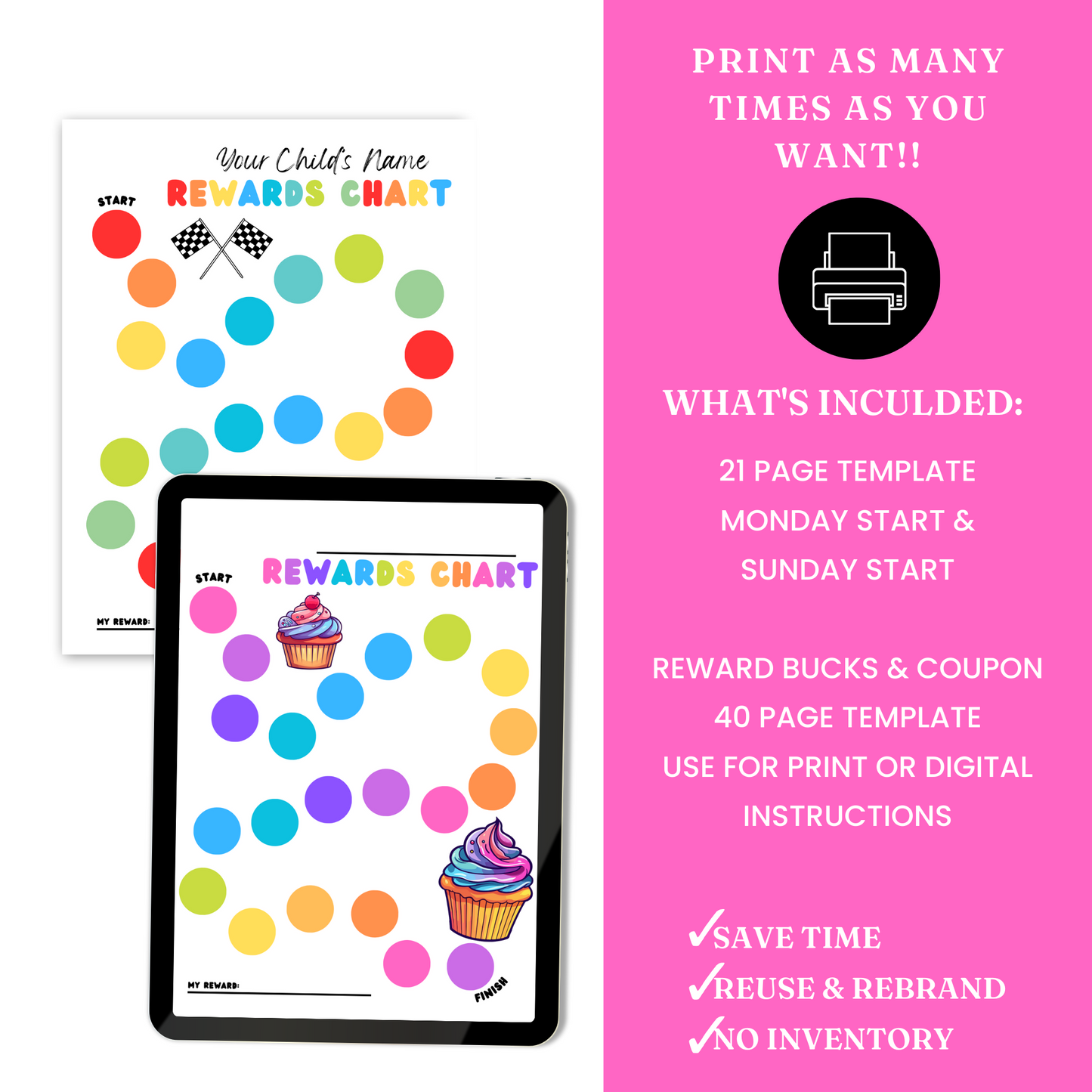 Kids' Rewards Chart & Money Template - PLR