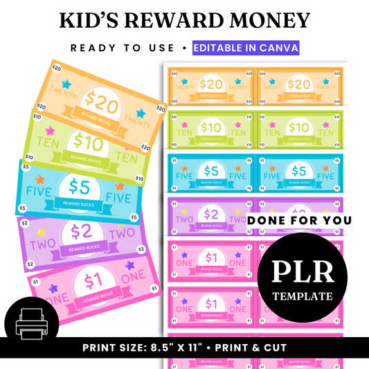 Kids' Reward Money Template - PLR