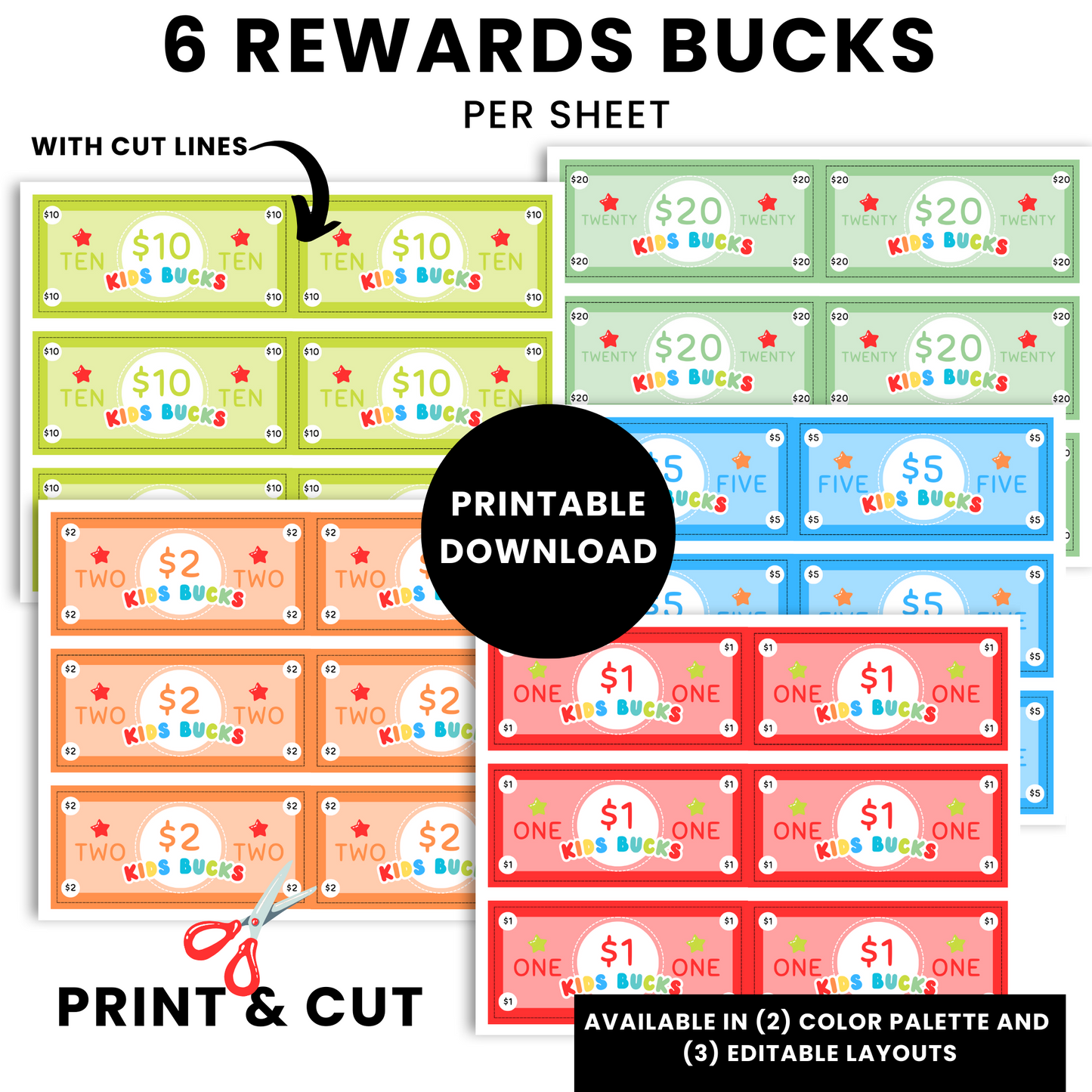 Kids' Reward Money Template - PLR