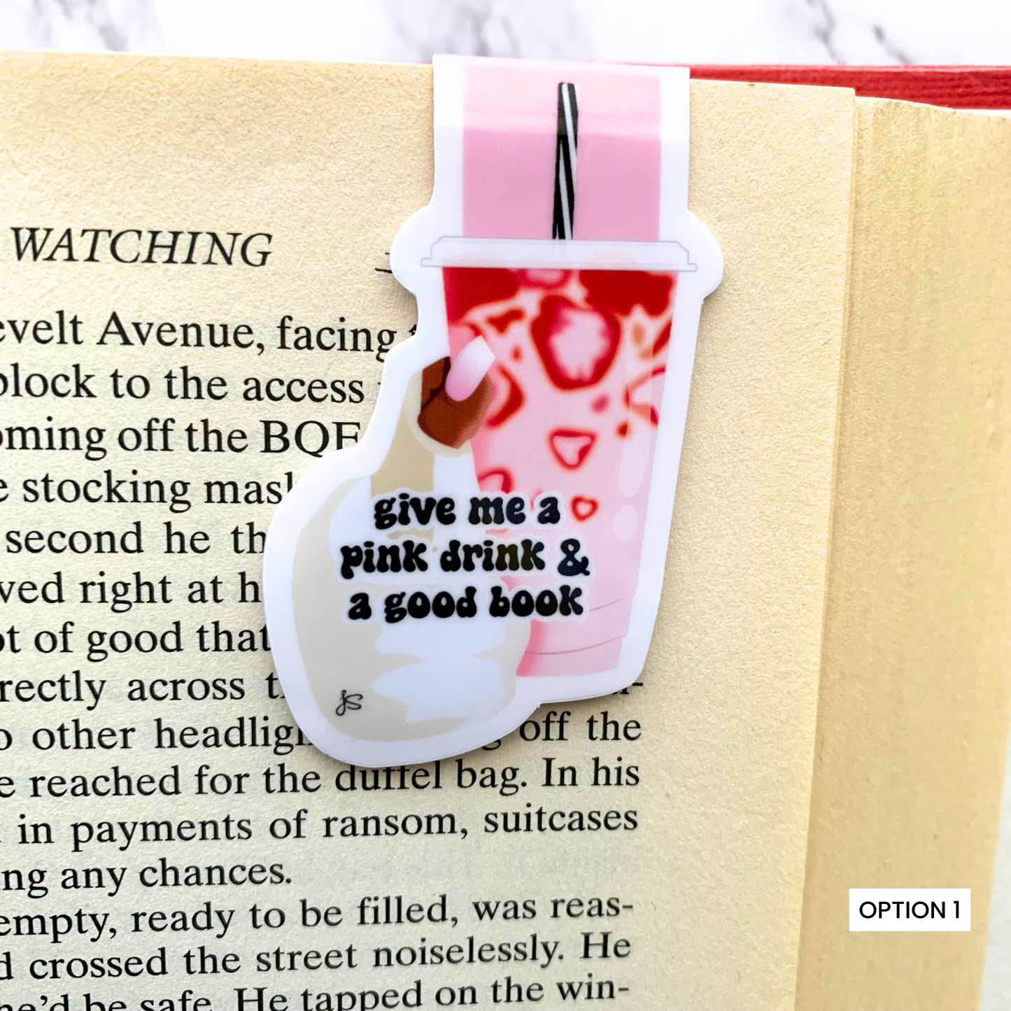 Pink Drink & A Book Magnetic Bookmark