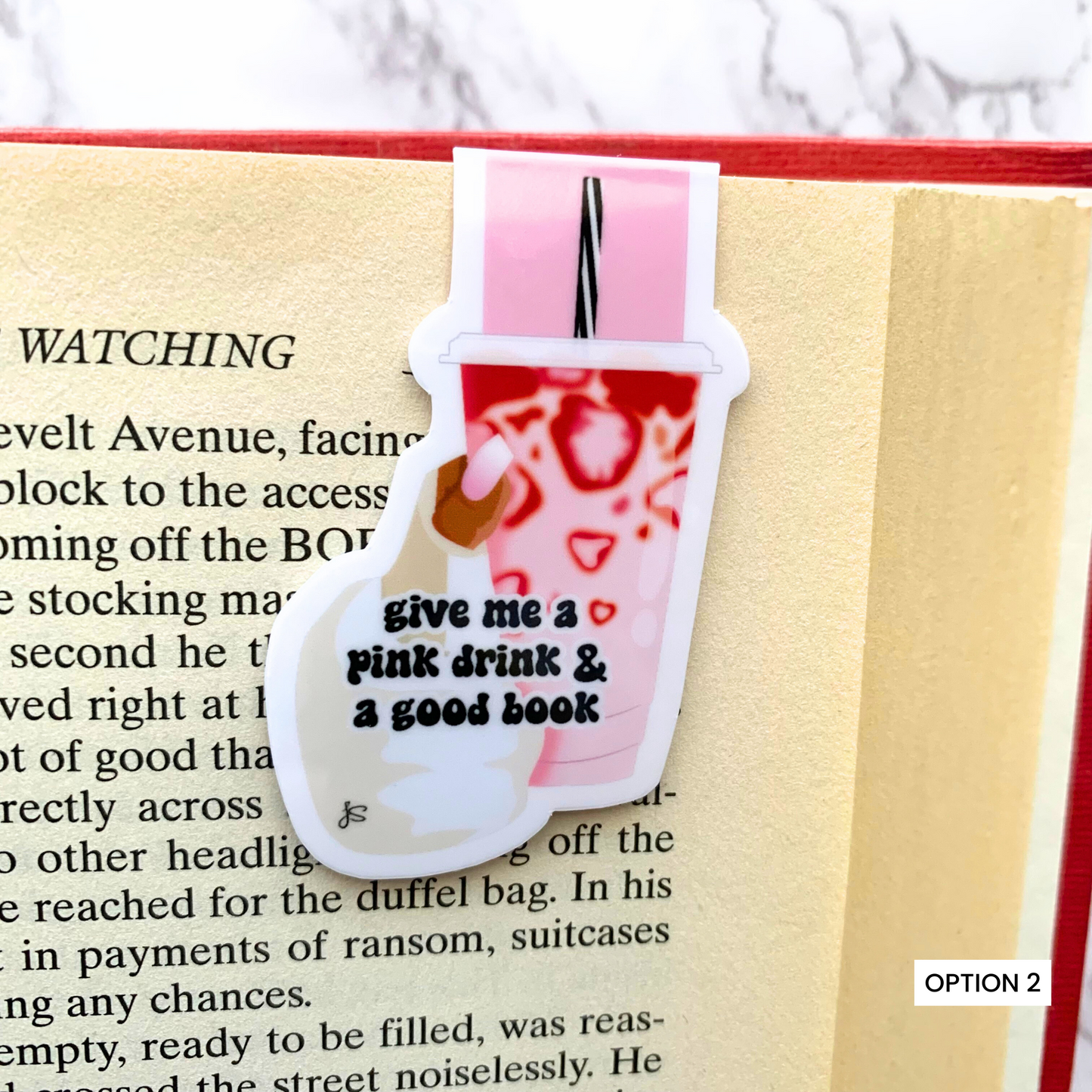 Pink Drink & A Book Magnetic Bookmark