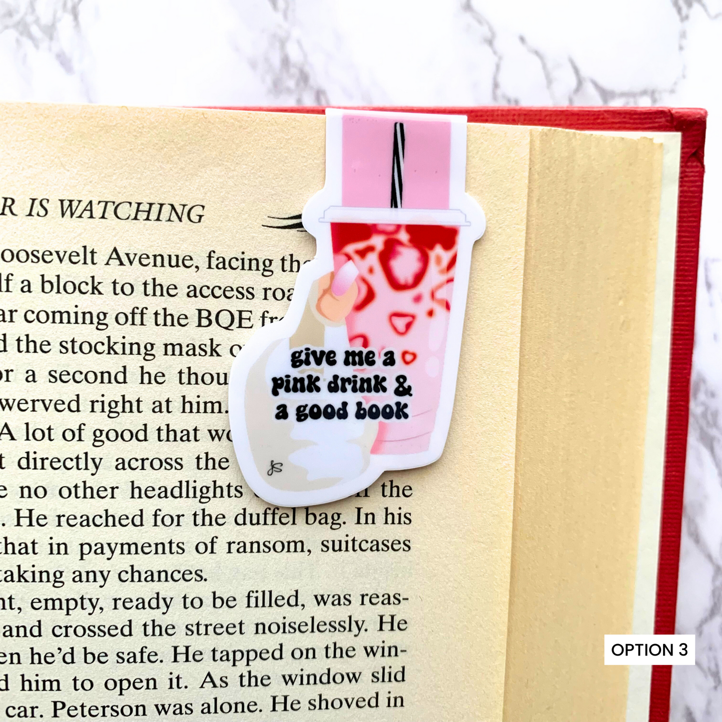 Pink Drink & A Book Magnetic Bookmark