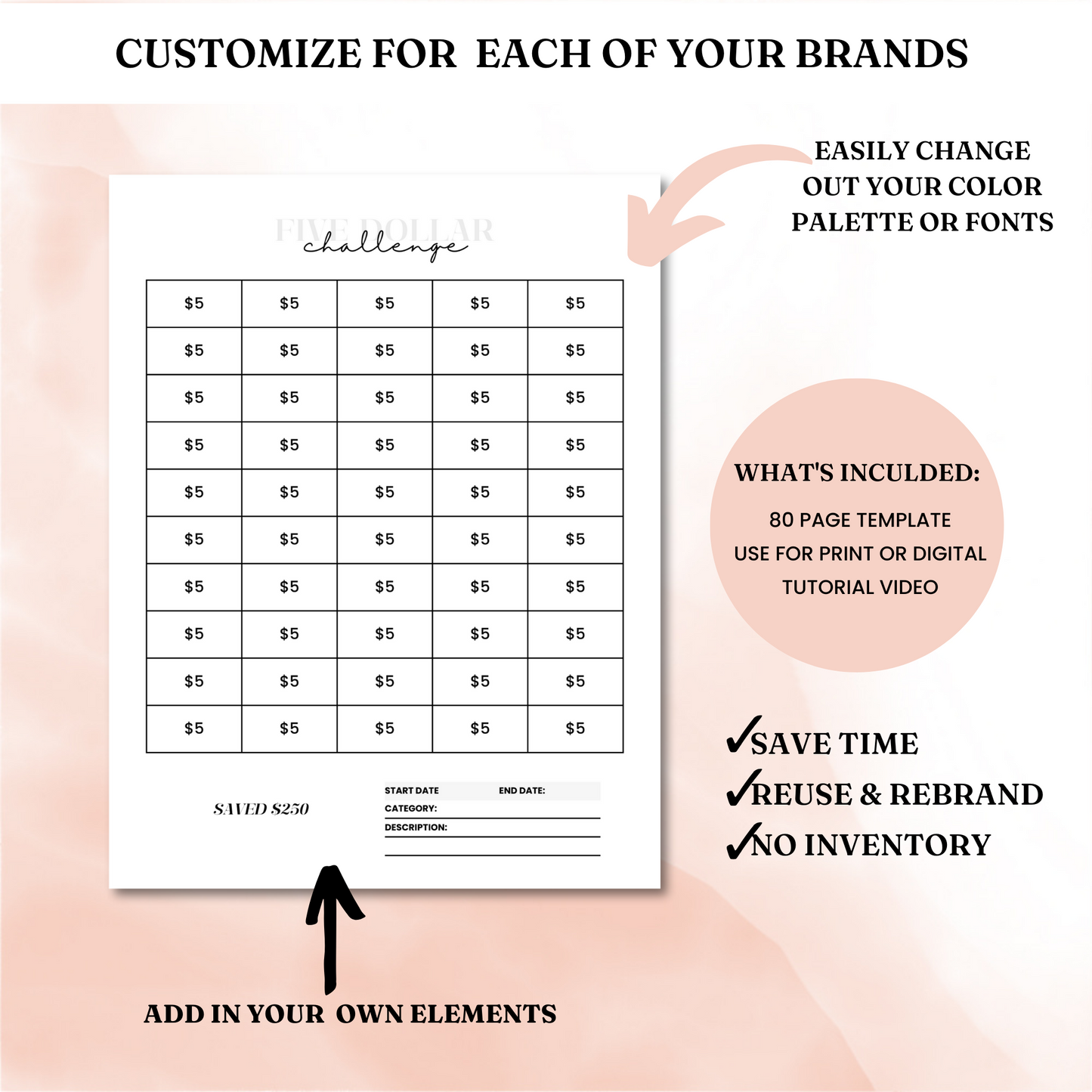 Printable Savings Challenge Journal Template - PLR