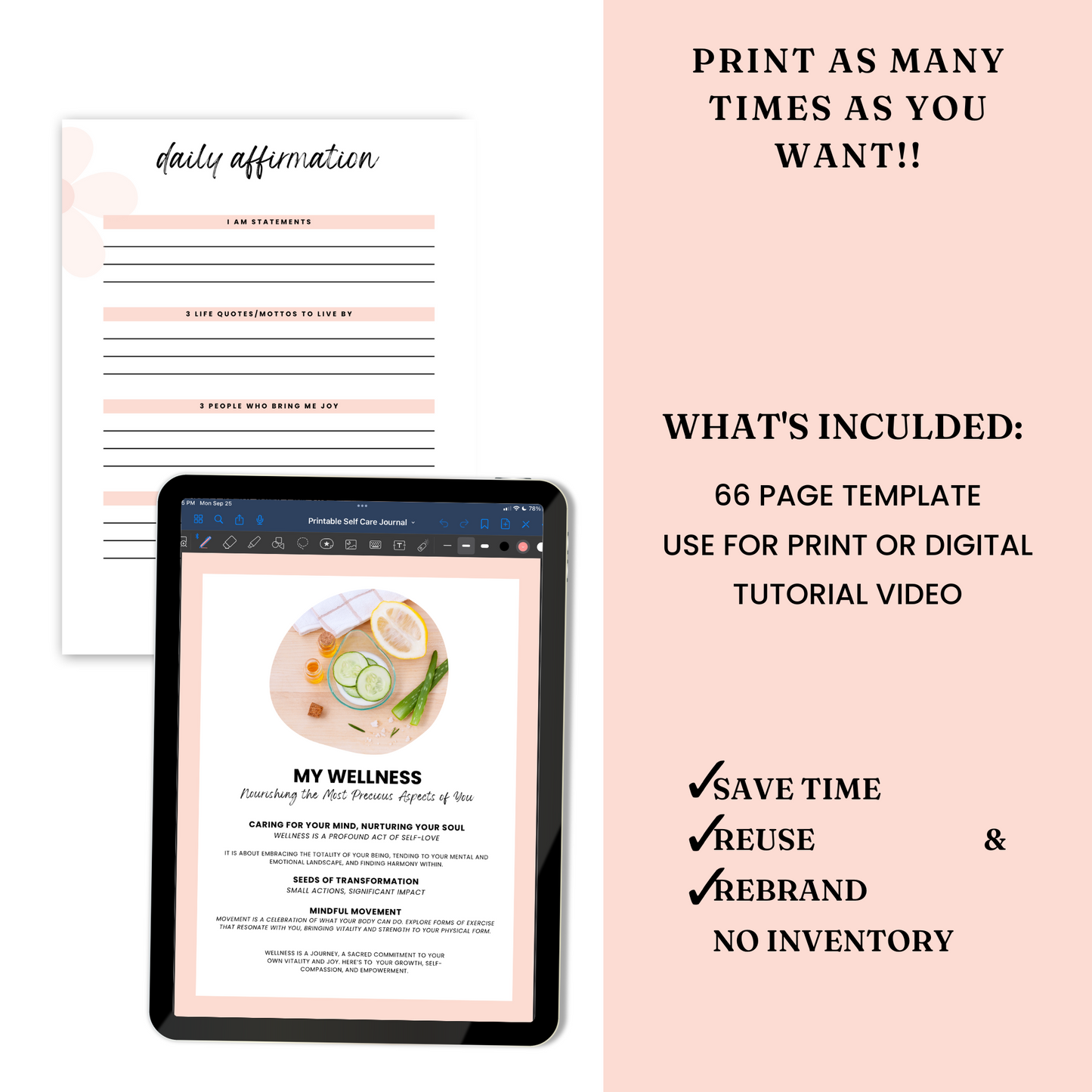 Self Care Planner Template - PLR