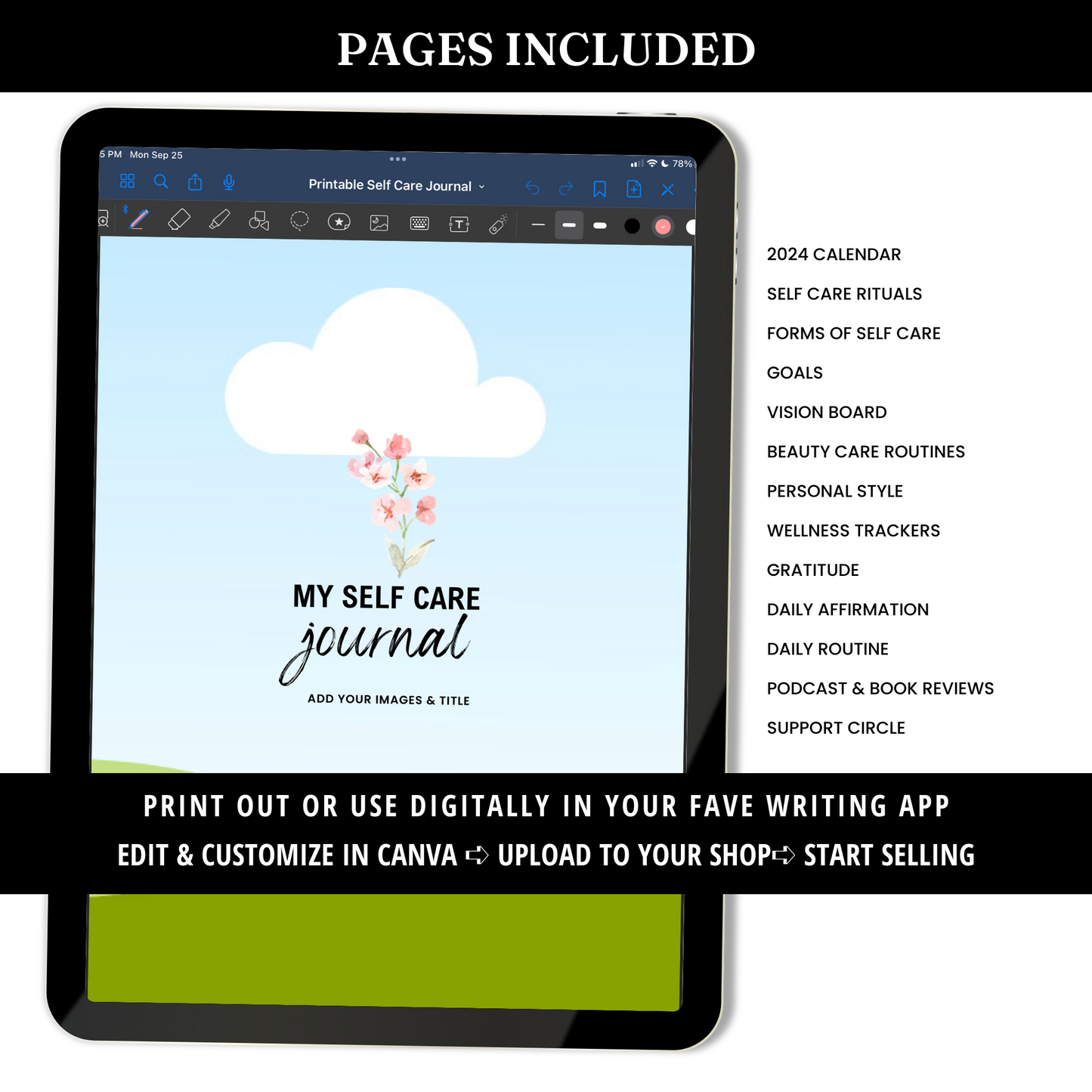 Self Care Planner Template - PLR