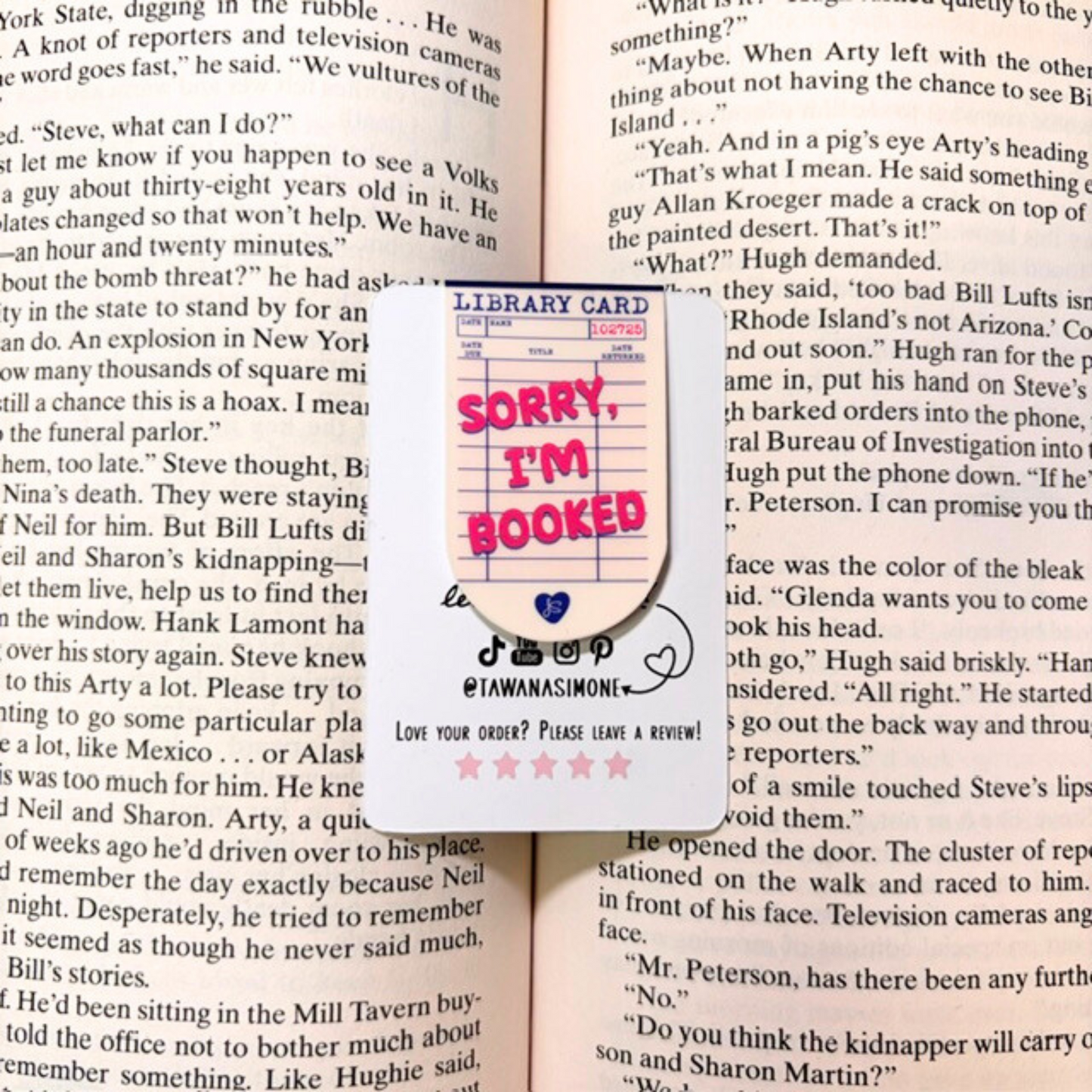 Sorry I'm Booked Magnetic Bookmark