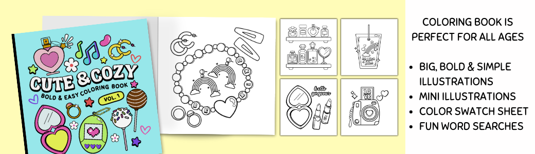adult coloring book featuring big and simple illustrations for easy stress free coloring