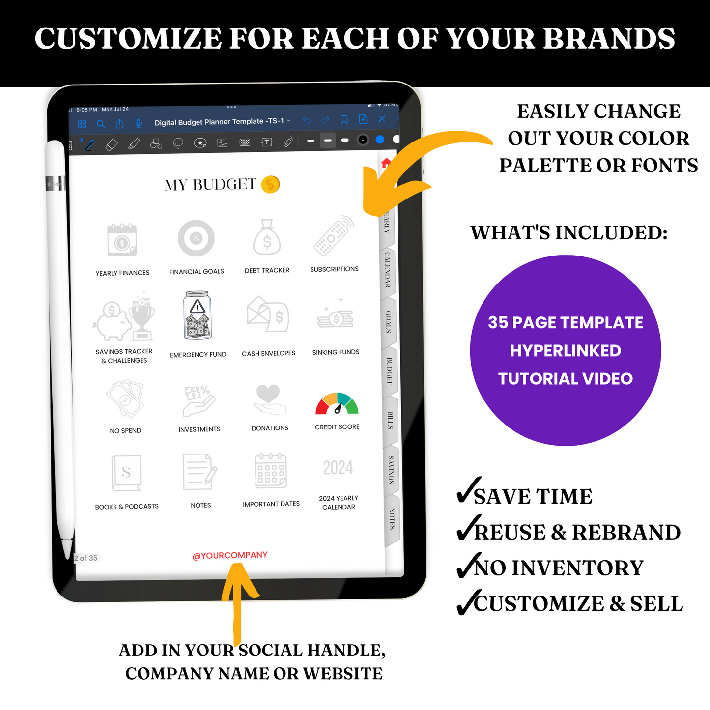 Digital Budget Planner Template - PLR