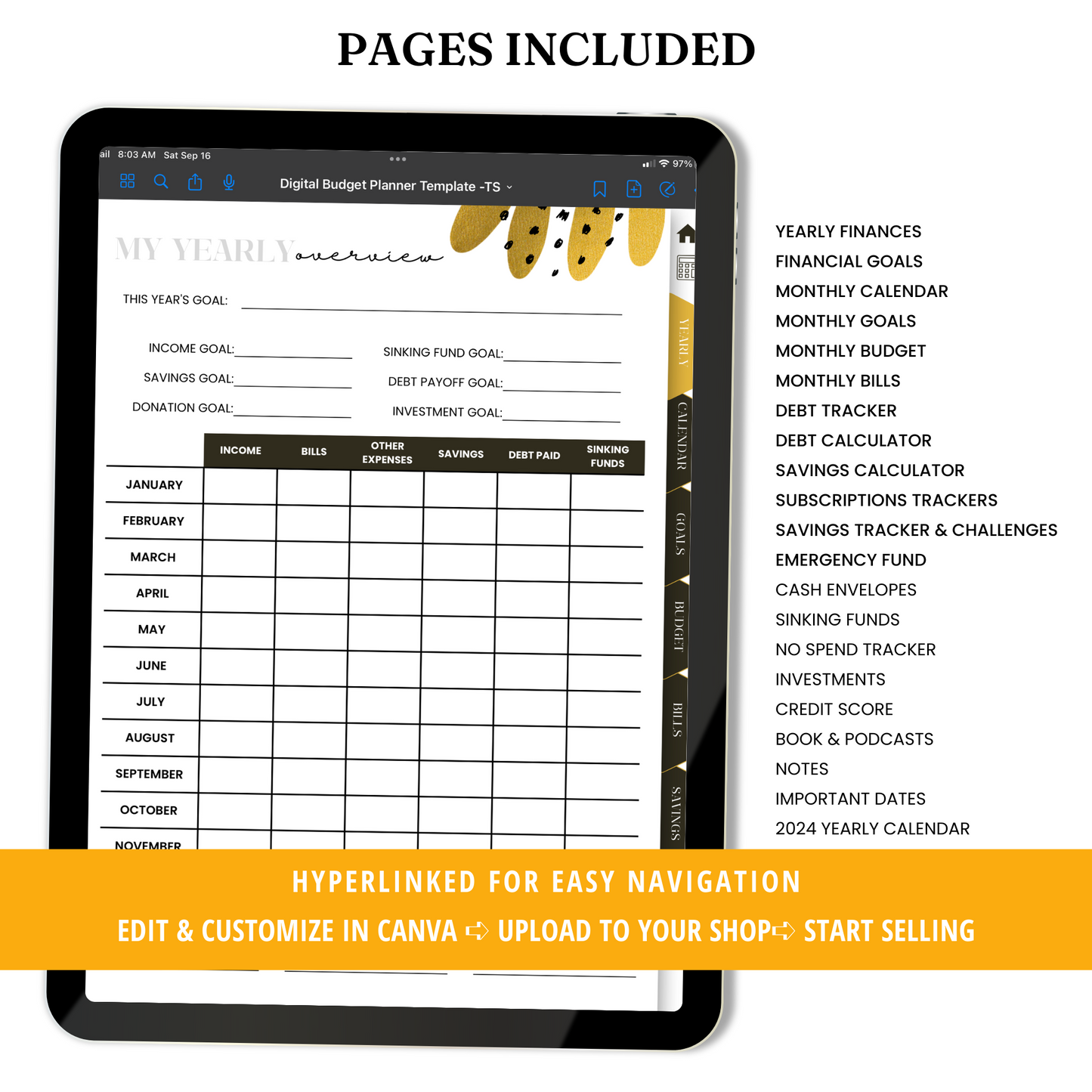 Digital Budget Planner Template - PLR