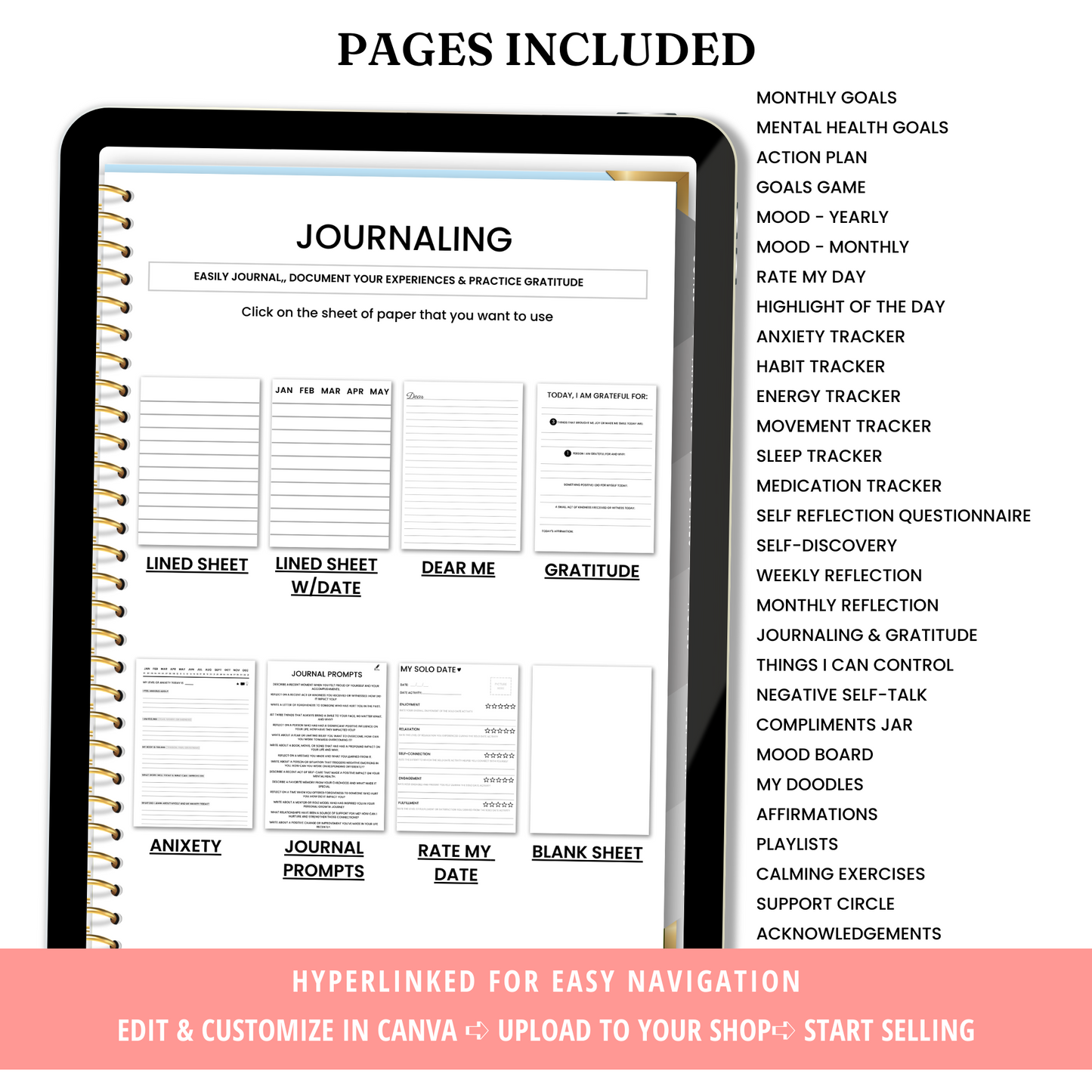 Digital Mental Health Planner Template - PLR