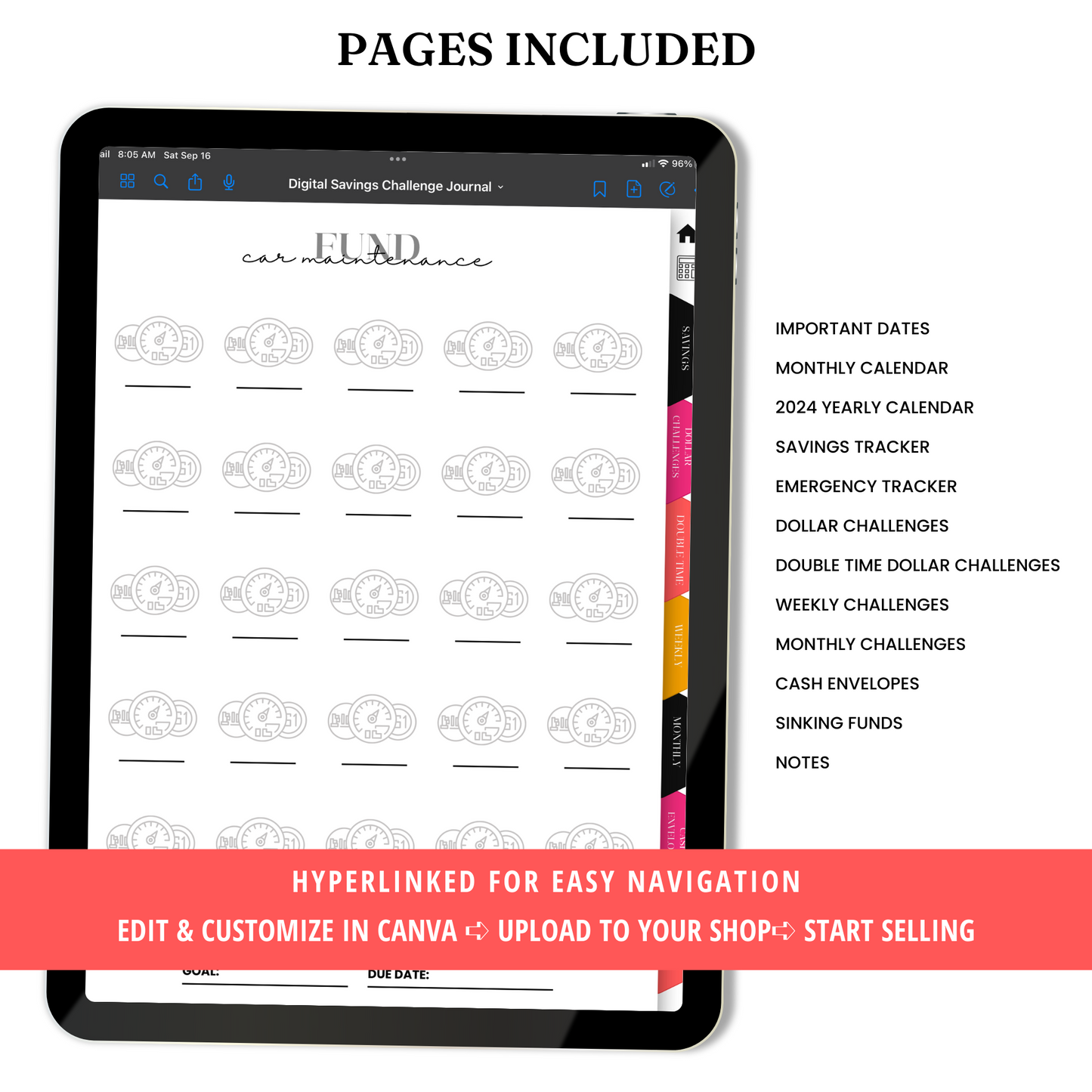 Digital Savings Journal Template - PLR
