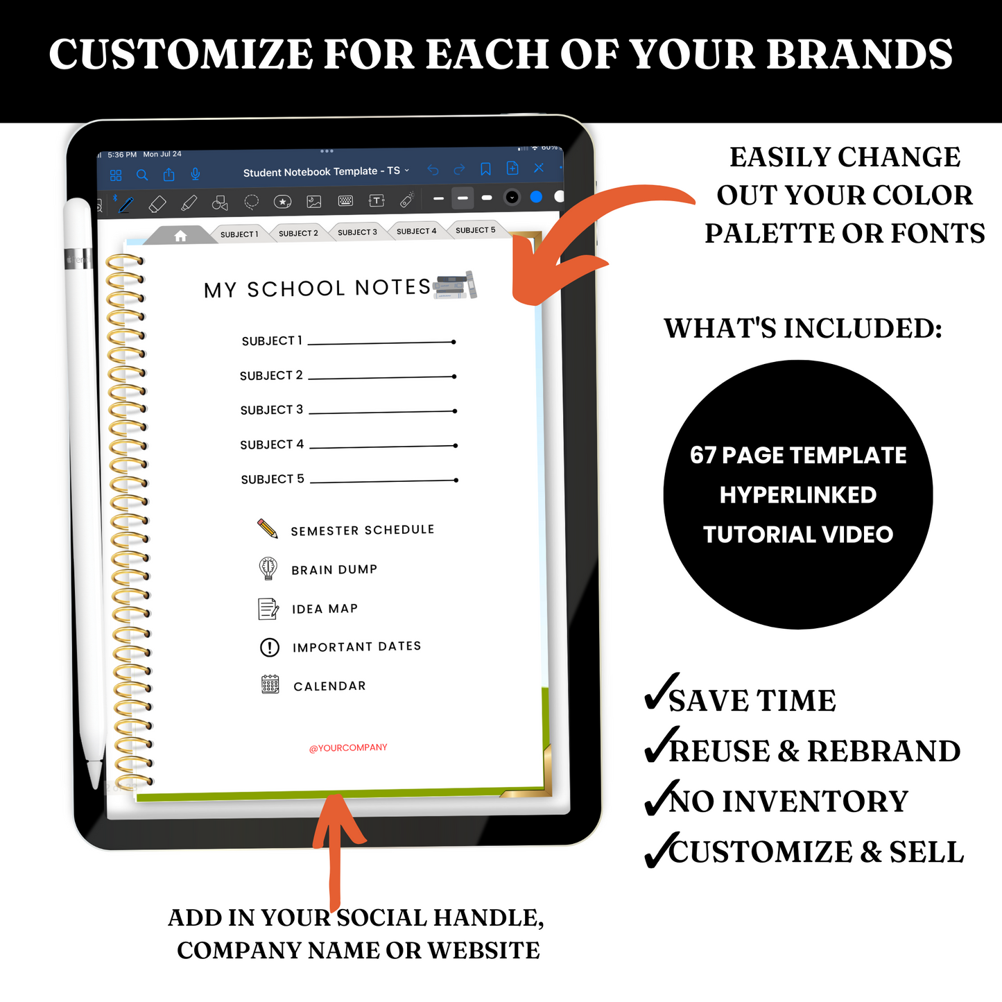 Digital Student Notebook Template - PLR