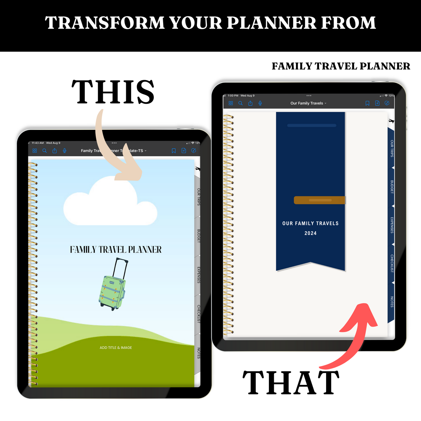 Digital Travel Planner Template - PLR