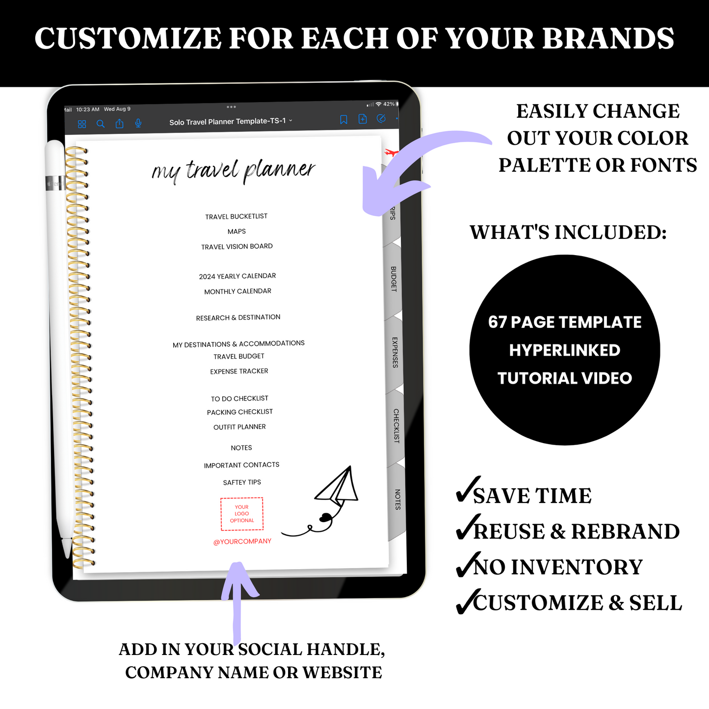 Digital Travel Planner Template - PLR