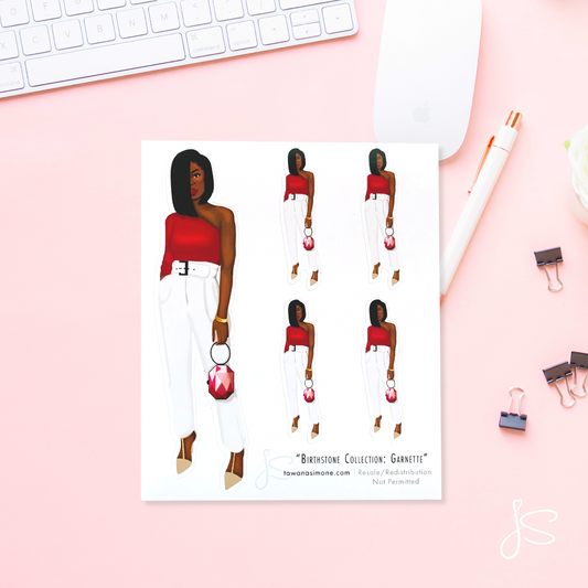 Garnette - January Birthstone Diva Doll ONLY Stickers