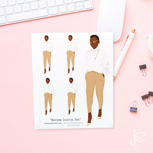 Opal - October Birthstone Diva Doll ONLY Stickers