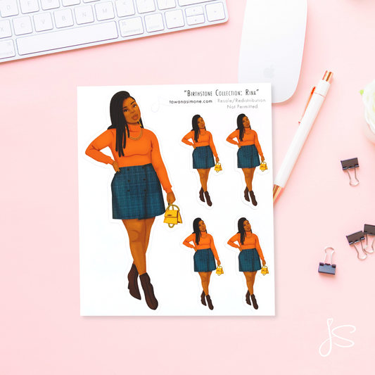 Rina - November  Birthstone Diva Doll ONLY Stickers