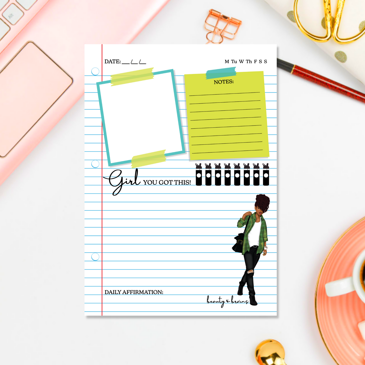 Beauty & Brains Daily To Do Notepad