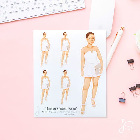 Diamond - April Birthstone Diva Doll ONLY Stickers