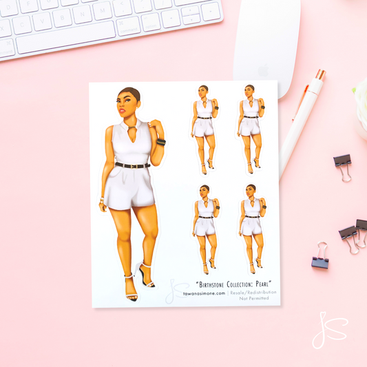 Pearl - June Birthstone Diva Doll ONLY Stickers