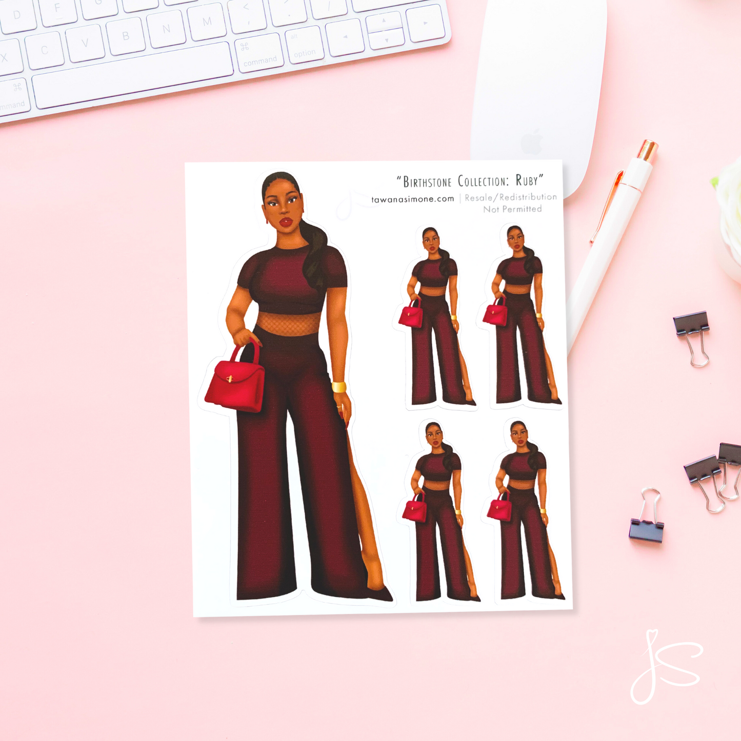 Ruby - July Birthstone Diva Doll ONLY Stickers