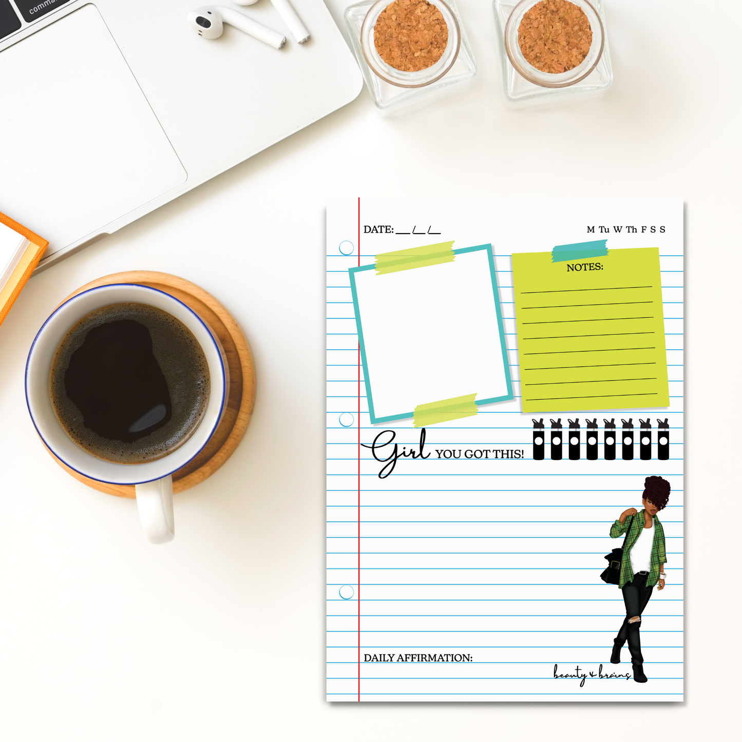 Beauty & Brains Daily To Do Notepad